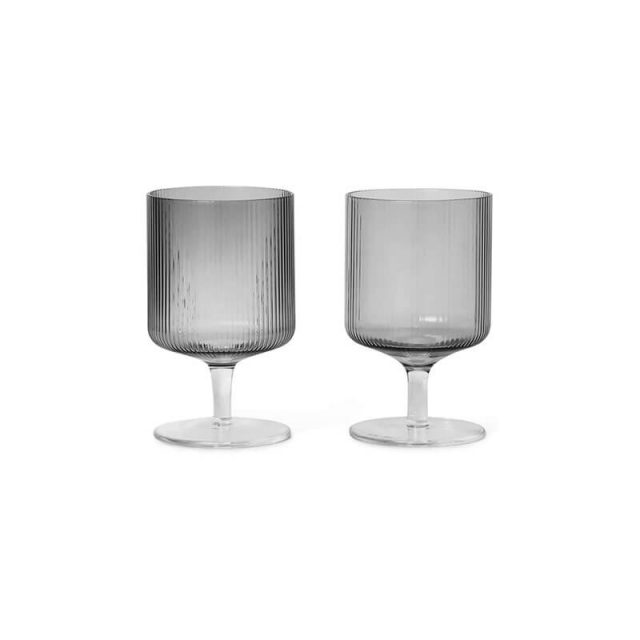 SMOKE RIBBED GLASSWARE - WINE - Hire In Style